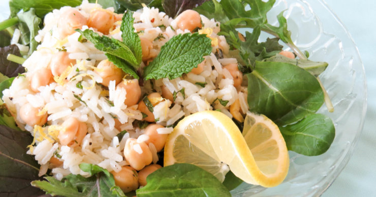 Minty Chickpea Rice Salad with Power Greens